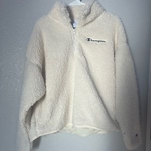 (CHAMPION) white fluffy jacket, s(XL)